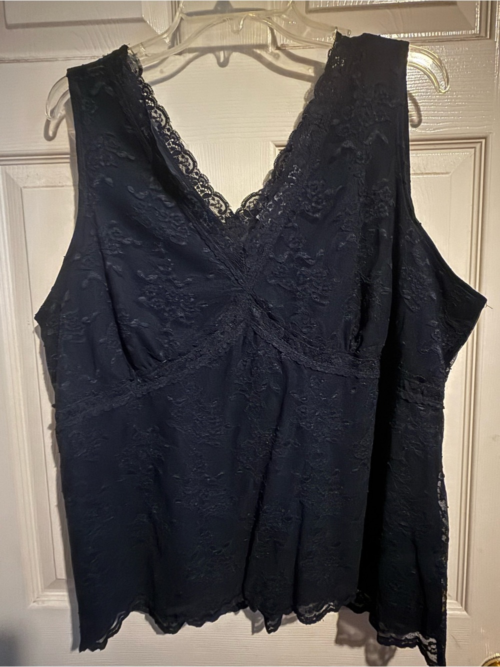 Worthington Navy Lace V-Neck Chemise Top